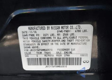 2017 Infiniti Q50 2.0T Premium из США, поврежденный, VIN JN1CV7AP0HM640610